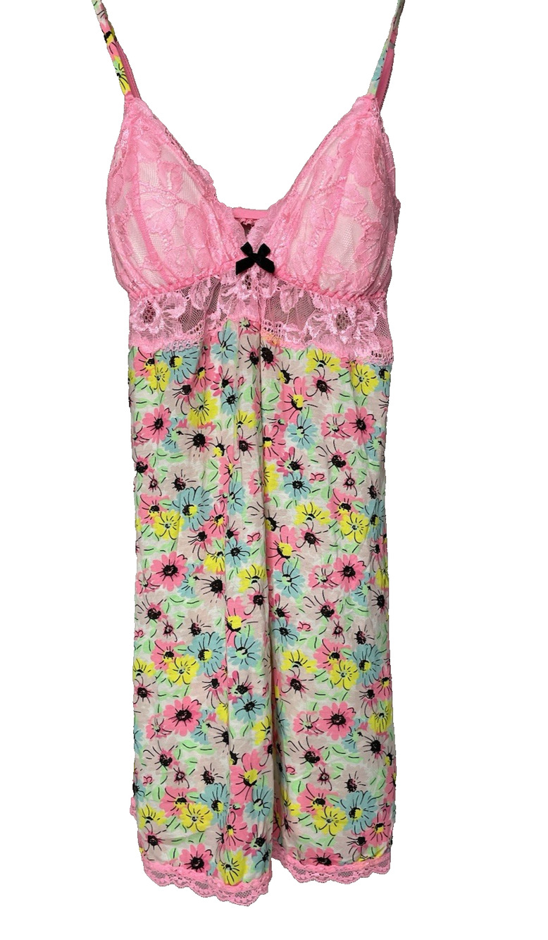 Victoria's Secret Babydoll Chemise Floral Lace Lingerie Nightgown Pink M NWT